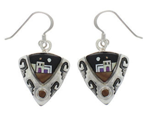 Multicolor Native American Pueblo Village Design Earrings EX33141
