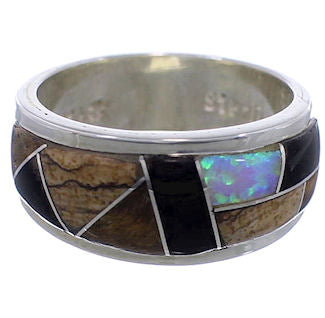 Multicolor Inlay Whiterock Rocky Trails Ring Size 6-3/4 EX43787