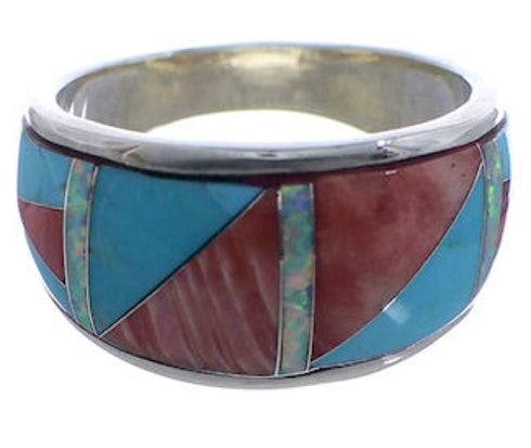 Sterling Silver Multicolor WhiteRock Wild Fire Ring Size 7-1/2 TX43660