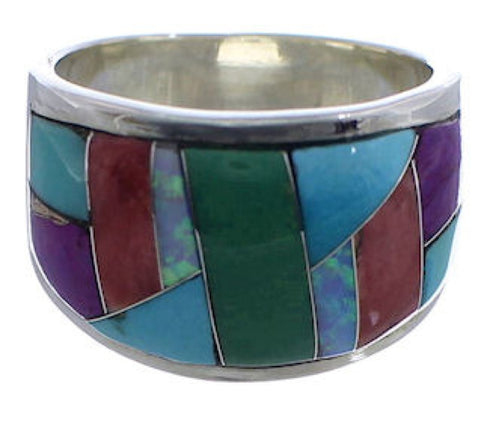 Sunrise WhiteRock Multicolor Silver Ring Size 6-1/2 TX43819