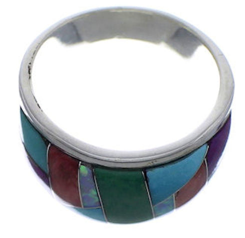 Sunrise WhiteRock Multicolor Silver Ring Size 6-1/2 TX43819