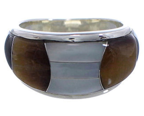 Desert Moon WhiteRock Silver Multicolor Inlay Ring Size 7-1/2 TX43914