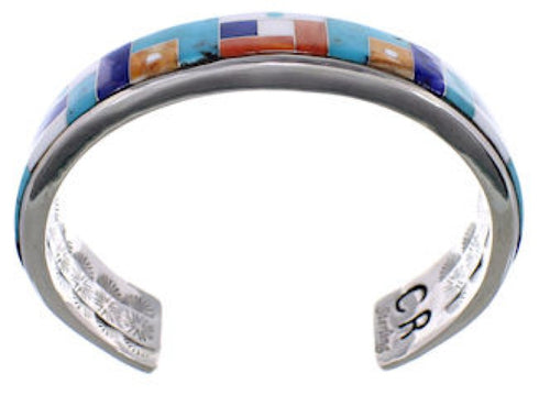 Multicolor Inlay Sterling Silver Jewelry Cuff Bracelet MX28100
