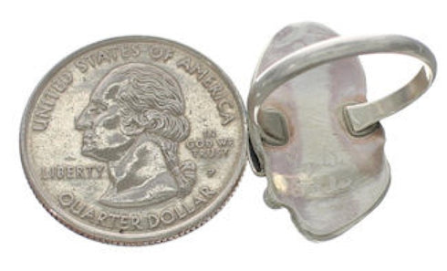 Native American Silver Turquoise And Coral Ring Size 8-1/4 FX26923