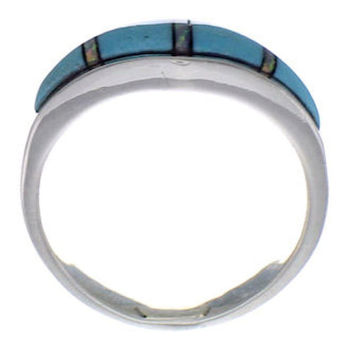 Genuine Sterling Silver Turquoise Opal Inlay Ring Size 6-1/2 CX48411