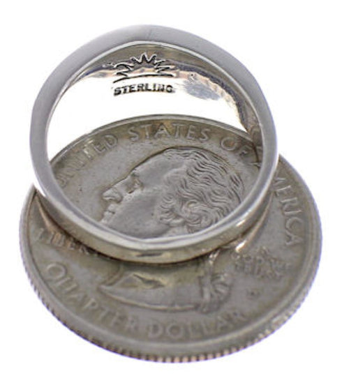 Genuine Sterling Silver Turquoise Opal Inlay Ring Size 6-1/2 CX48411