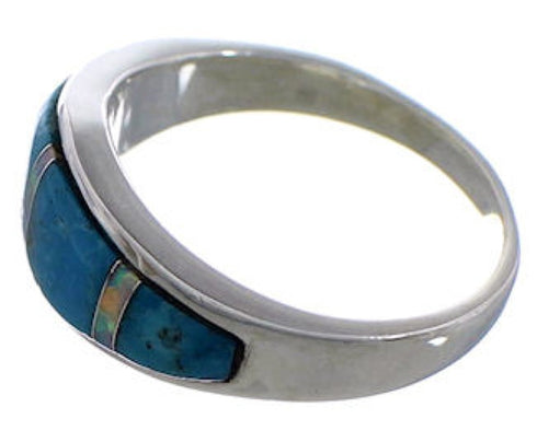 Turquoise And Opal Southwest Sterling Silver Ring Size 7-3/4 CX48421