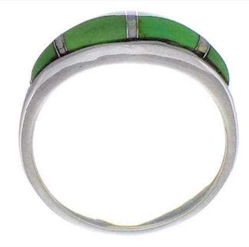 Southwestern Silver Mojave Turquoise Opal Ring Size 5-1/4 CX48456