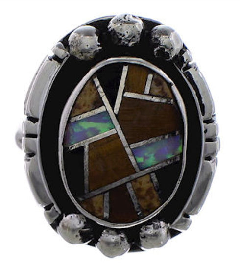 American Indian Silver Multicolor Jewelry Ring Size 5-3/4 PX26216