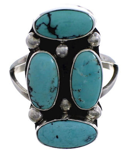 Turquoise Native American Sterling Silver Ring Size 7-3/4 EX25032