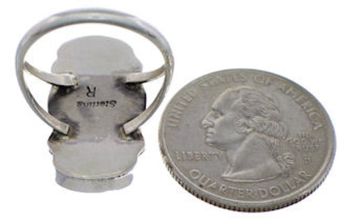 Turquoise Native American Sterling Silver Ring Size 7-3/4 EX25032