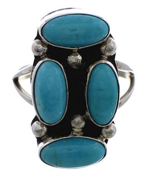 Silver Turquoise American Indian Jewelry Ring Size 6-1/4 EX25043