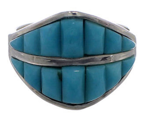Southwestern Turquoise Sterling Silver Ring Size 7 EX50649