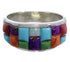 Multicolor Inlay Southwest Sterling Silver Ring Size 8-1/2 EX50670