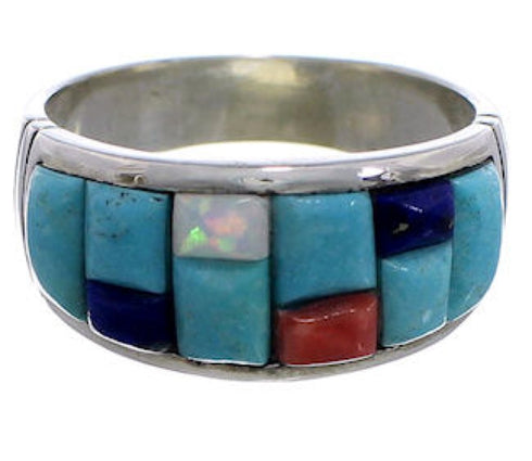 Southwest Multicolor Sterling Silver Ring Size 12-1/4 EX50680