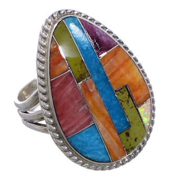 Multicolor Southwest Sterling Silver Ring Size 5-3/4 EX50750