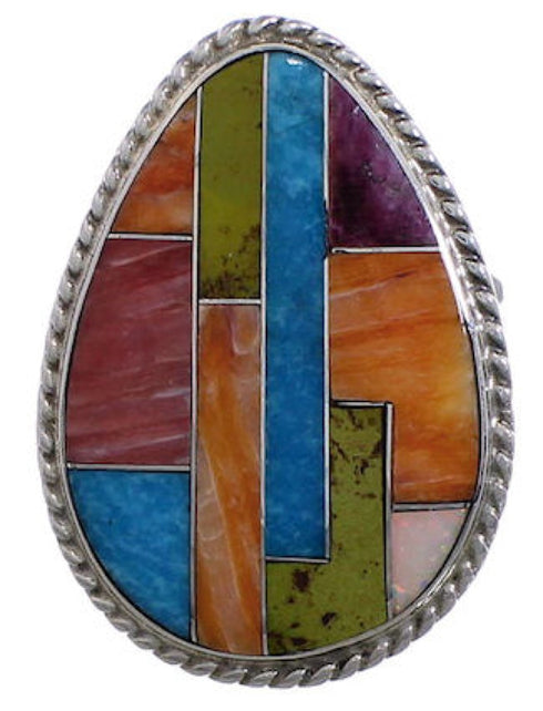 Multicolor Southwest Sterling Silver Ring Size 5-3/4 EX50750