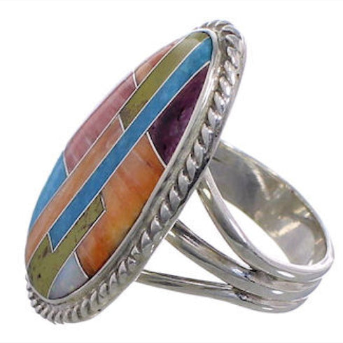 Multicolor Southwest Sterling Silver Ring Size 5-3/4 EX50750