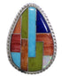 Multicolor Inlay Southwest Sterling Silver Ring Size 7-1/4 EX50753