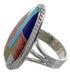 Genuine Sterling Silver Multicolor Inlay Ring Size 6-1/4 EX50752
