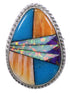 Southwest Sterling Silver Multicolor Ring Size 7-1/2 EX50767