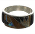 Genuine Sterling Silver Southwest Multicolor Inlay Ring Size 6 CX52013