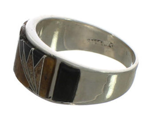 Genuine Sterling Silver Southwest Multicolor Inlay Ring Size 6 CX52013