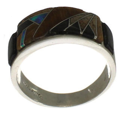 Genuine Sterling Silver Southwest Multicolor Inlay Ring Size 6 CX52013