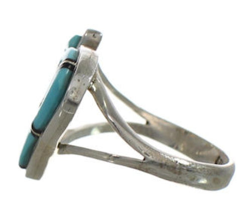 Silver Onyx And Turquoise Inlay Heart Southwest Ring Size 5-3/4 CX52052