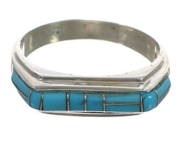 Southwestern Turquoise Sterling Silver Ring Size 6-1/2 CX52064