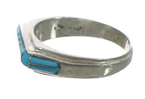Southwestern Turquoise Sterling Silver Ring Size 6-1/2 CX52064