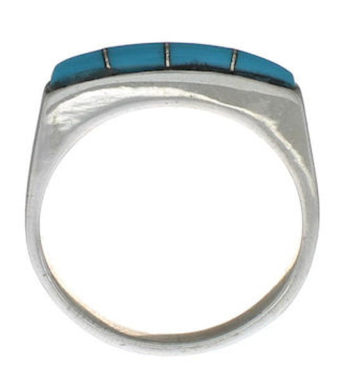 Sterling Silver Southwestern Turquoise Inlay Ring Size 5-3/4 CX52072