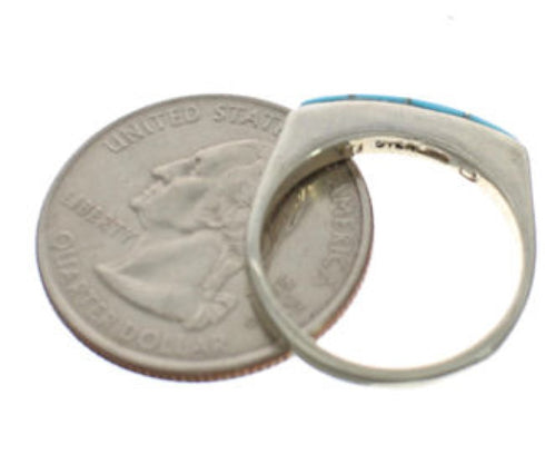 Sterling Silver Southwestern Turquoise Inlay Ring Size 5-3/4 CX52072