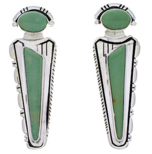 Genuine Sterling Silver Southwestern Turquoise Inlay Earrings PX32194