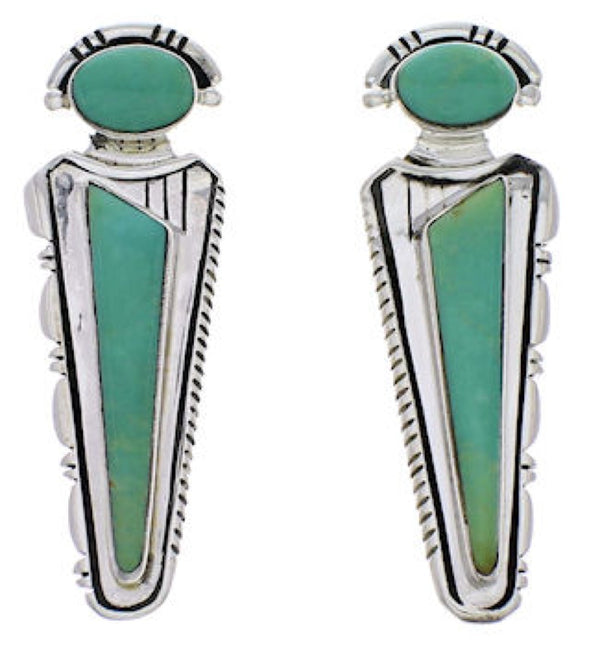Turquoise And Sterling Silver Southwest Earrings PX32195