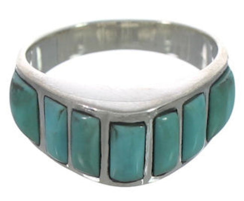 Sterling Silver Turquoise Inlay Ring Size 6-3/4 VX36515