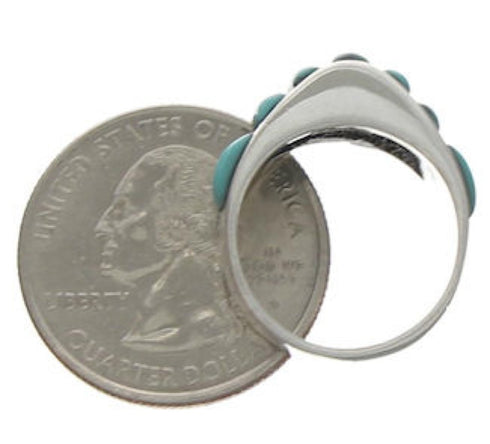Turquoise Inlay Jewelry Sterling Silver Ring Size 7-1/2 VX36529