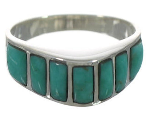 Sterling Silver Turquoise Inlay Ring Size 5-3/4 VX36551