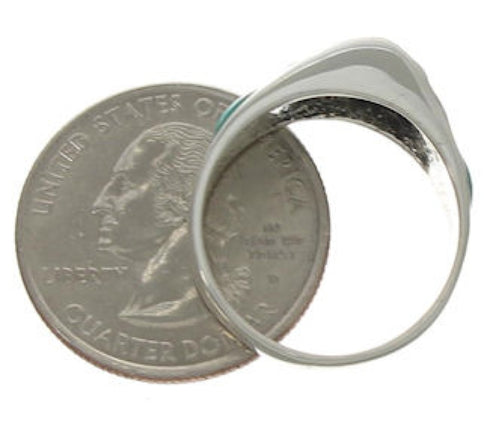 Turquoise Inlay Jewelry Silver Ring Size 7-3/4 VX36553