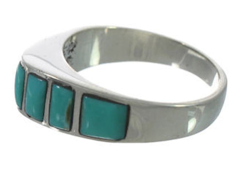 Southwest Silver Turquoise Inlay Ring Size 6-3/4 VX36565
