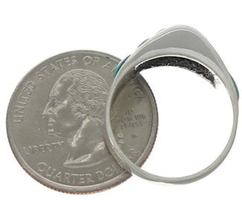 Southwest Silver Turquoise Inlay Ring Size 6-3/4 VX36565