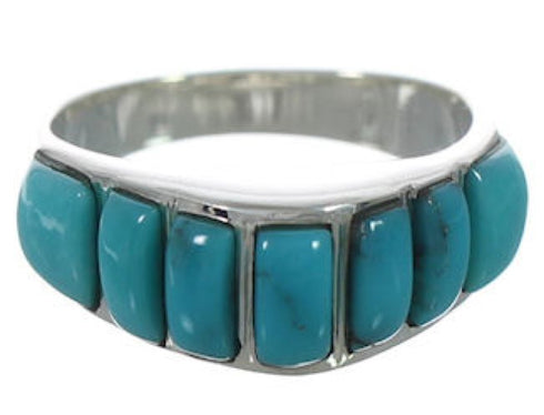 Turquoise Inlay Sterling Silver Ring Size 8-3/4 VX36592