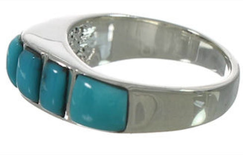 Turquoise Inlay Sterling Silver Ring Size 8-3/4 VX36592