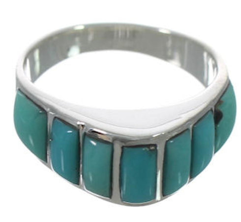 Authentic Sterling Silver Turquoise Inlay Ring Size 6-3/4 VX36609