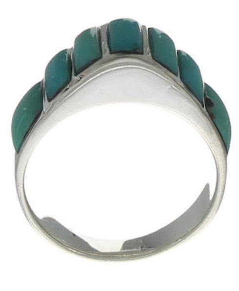 Southwestern Turquoise Inlay Ring Size 7-3/4 VX36620