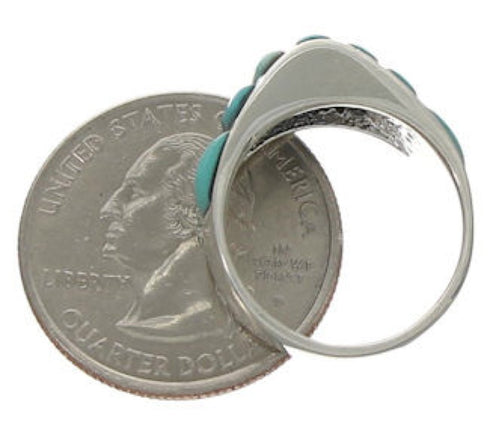 Southwestern Turquoise Inlay Ring Size 7-3/4 VX36620