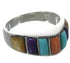 Southwest Sterling Silver Multicolor Inlay Ring Size 5-3/4 VX36616
