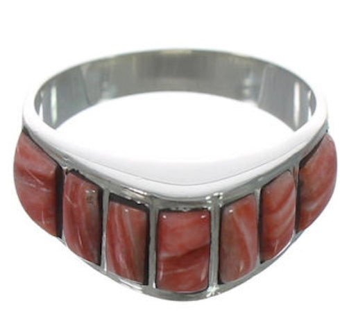 Sterling Silver Red Oyster Shell Jewelry Ring Size 7-3/4 VX36722