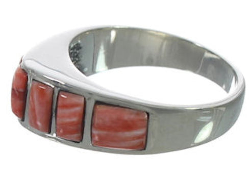 Sterling Silver Red Oyster Shell Jewelry Ring Size 7-3/4 VX36722