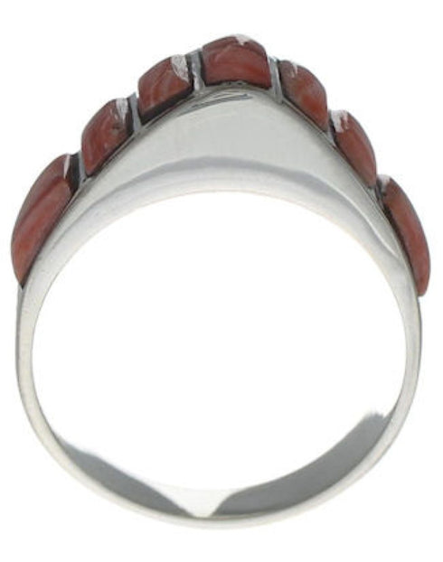 Sterling Silver Red Oyster Shell Jewelry Ring Size 7-3/4 VX36722